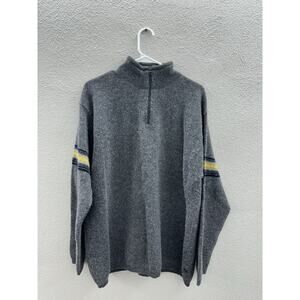 American Eagle Mens Sweater Size XL Gray AE77 Performance Lambswool 1/4 Zip VTG